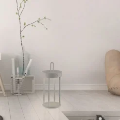 LED Akkulampe Tischleuchte greige 28cm Touchdimmer IP44 Gartenleuchte