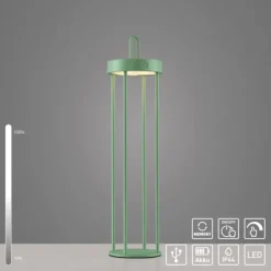LED Akkulampe Tischleuchte grün 50cm Touchdimmer IP44 Gartenleuchte