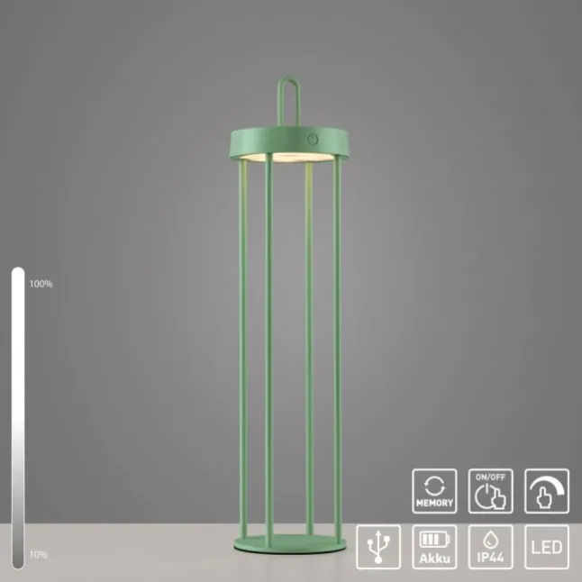 LED Akkulampe Tischleuchte grün 50cm Touchdimmer IP44 Gartenleuchte