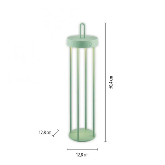 LED Akkulampe Tischleuchte grün 50cm Touchdimmer IP44 Gartenleuchte