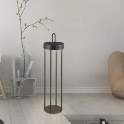 LED Akkulampe Tischleuchte schwarz 50cm Touchdimmer IP44 Gartenleuchte