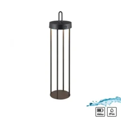LED Akkulampe Tischleuchte schwarz 50cm Touchdimmer IP44 Gartenleuchte