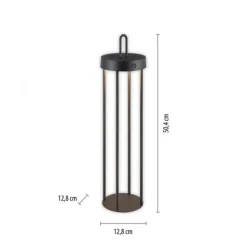 LED Akkulampe Tischleuchte schwarz 50cm Touchdimmer IP44 Gartenleuchte