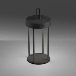 LED Akkulampe Tischleuchte schwarz 28cm Touchdimmer IP44 Gartenleuchte