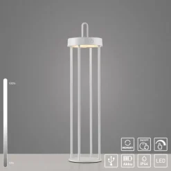 LED Akkulampe Tischleuchte weiß 50cm Touchdimmer IP44 Gartenleuchte