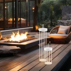 LED Akkulampe Tischleuchte weiß 50cm Touchdimmer IP44 Gartenleuchte