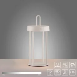 LED Akkulampe Tischleuchte weiß 28cm Touchdimmer IP44 Gartenleuchte