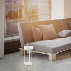 LED Akkulampe Tischleuchte weiß 28cm Touchdimmer IP44 Gartenleuchte