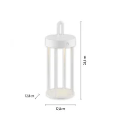 LED Akkulampe Tischleuchte weiß 28cm Touchdimmer IP44 Gartenleuchte
