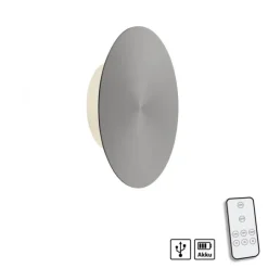 LED Akkuleuchte AKKU 18cm grau Timerfunktion USB dimmbar