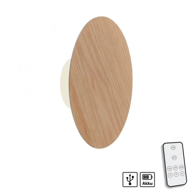 LED Akkuleuchte AKKU 25cm Holz Natur Timerfunktion USB dimmbar