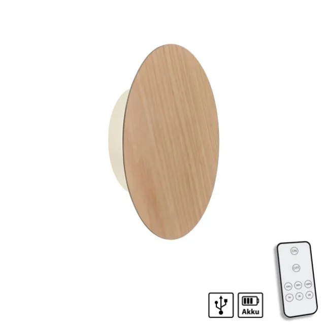 LED Akkuleuchte AKKU 18cm Holz Natur Timerfunktion USB dimmbar