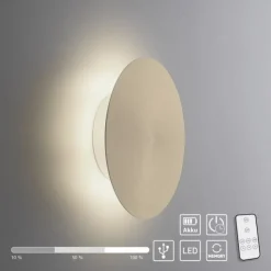 LED Akkuleuchte AKKU 18cm messing matt Timerfunktion USB dimmbar