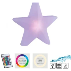 LED Akku Leuchte AKKU-STAR, weiss, groß, Outdoor IP44, USB-Ladekabel