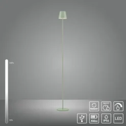 LED Akkuleuchte grün Steh- und Tischleuchte Touchdimmer IP54 Außenbereich