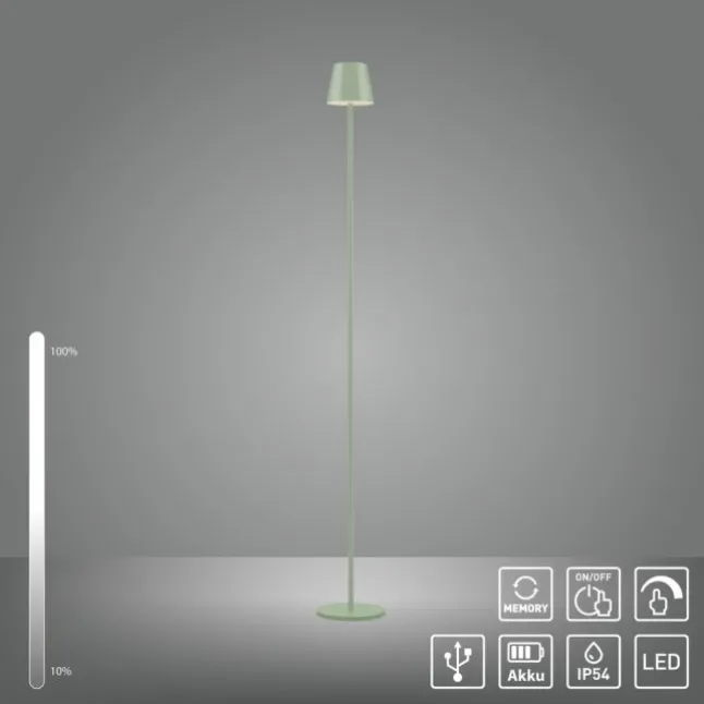LED Akkuleuchte grün Steh- und Tischleuchte Touchdimmer IP54 Außenbereich