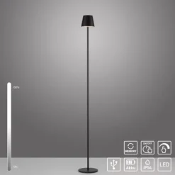 LED Akkuleuchte schwarz Steh- und Tischleuchte Touchdimmer IP54 Außenbereich