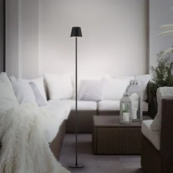 LED Akkuleuchte schwarz Steh- und Tischleuchte Touchdimmer IP54 Außenbereich