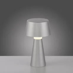 LED Akkuleuchte Tischleuchte silber Touchdimmer IP54 USB Innen-Außenbereich