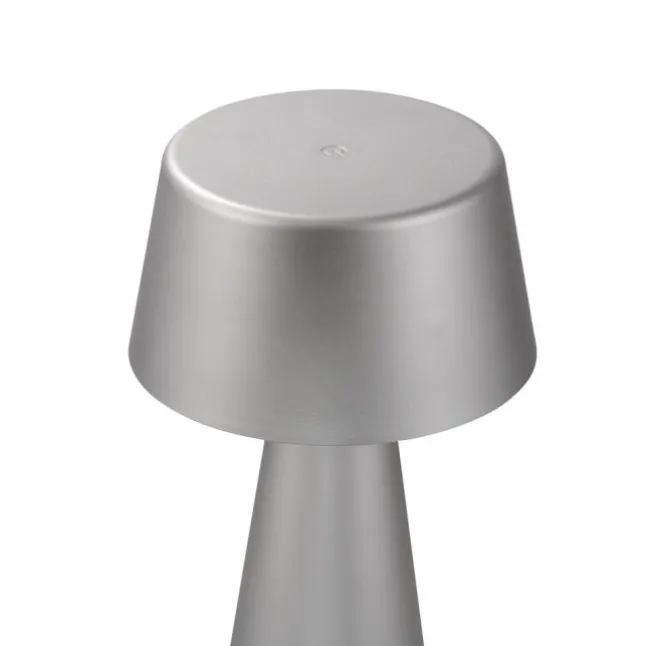 LED Akkuleuchte Tischleuchte silber Touchdimmer IP54 USB Innen-Außenbereich