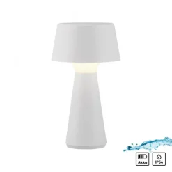LED Akkuleuchte Tischleuchte weiß Touchdimmer IP54 USB Innen-Außenbereich