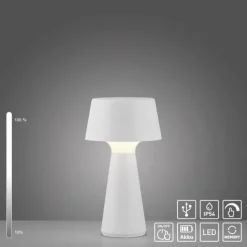 LED Akkuleuchte Tischleuchte weiß Touchdimmer IP54 USB Innen-Außenbereich