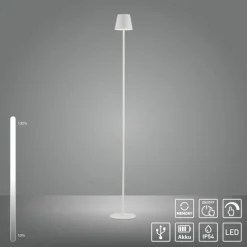 LED Akkuleuchte weiß Steh- und Tischleuchte Touchdimmer IP54 Außenbereich