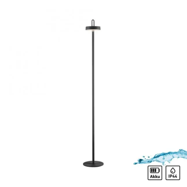 LED Akku Stehlampe schwarz dimmbar per Touch IP44 Memoryfunktion
