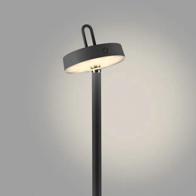 LED Akku Stehlampe schwarz dimmbar per Touch IP44 Memoryfunktion