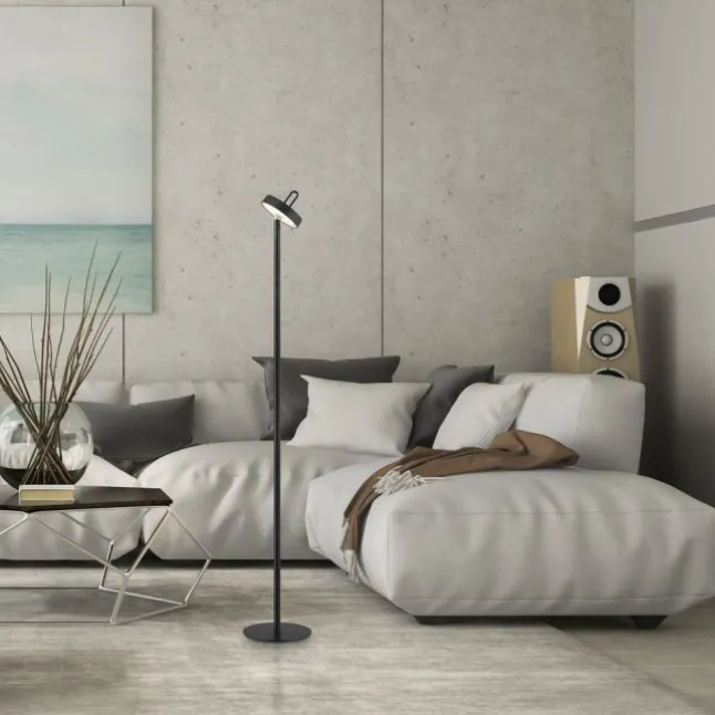 LED Akku Stehlampe schwarz dimmbar per Touch IP44 Memoryfunktion