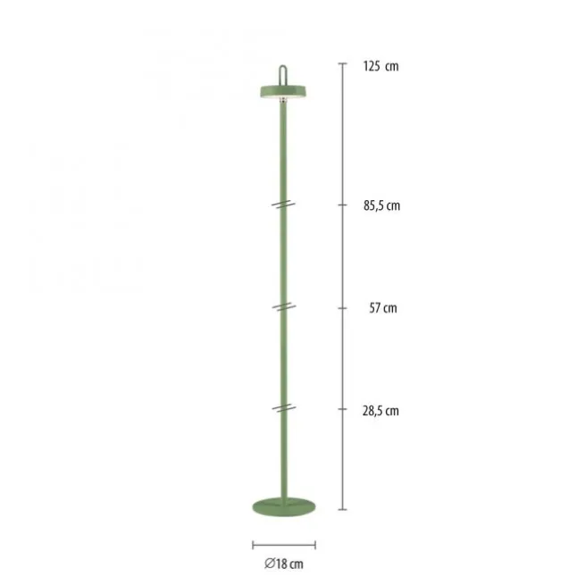 LED Akku Stehleuchte grün Touchdimmer IP44 Innenbereich Garten