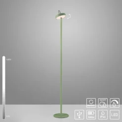 LED Akku Stehleuchte grün Touchdimmer IP44 Innenbereich Garten