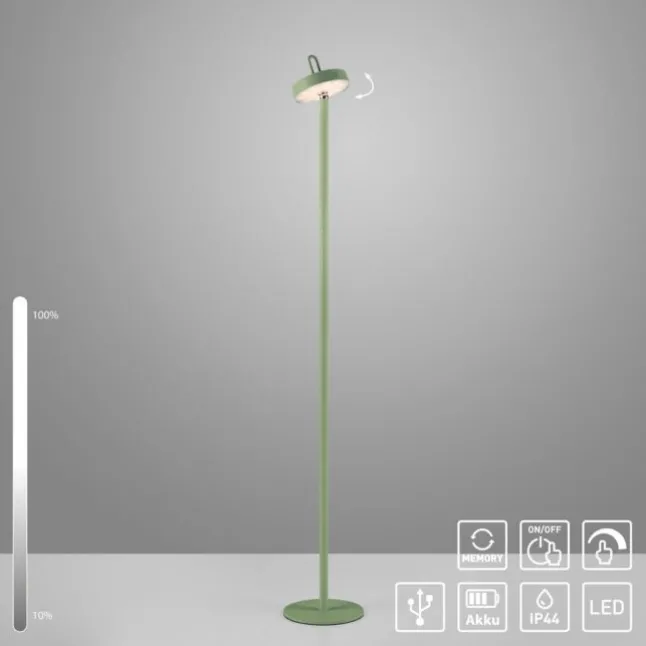 LED Akku Stehleuchte grün Touchdimmer IP44 Innenbereich Garten