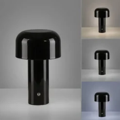 LED Akku Tischleuchte schwarz Pilzform dimmbar per Touch USB