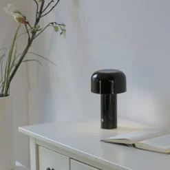 LED Akku Tischleuchte schwarz Pilzform dimmbar per Touch USB