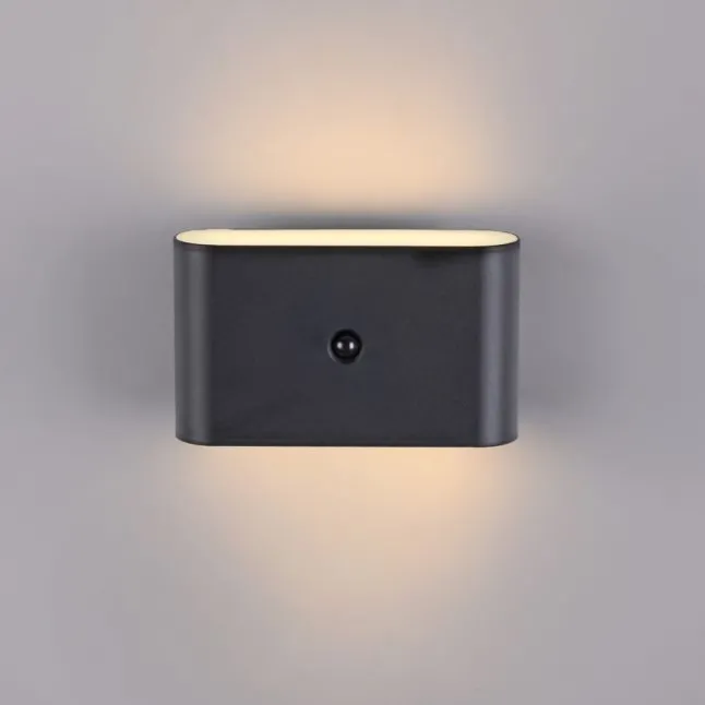 LED Akku Wandleuchte AKKU-ZIDDY, schwarz, Bewegungsmelder, aufladbar