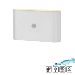 LED Akku Wandleuchte AKKU-ZIDDY, weiss, IP44, aufladbar, Bewegungsmelder