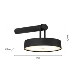 LED Akku Wandleuchte schwarz dimmbar per Touch IP44 Memoryfunktion
