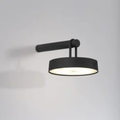 LED Akku Wandleuchte schwarz dimmbar per Touch IP44 Memoryfunktion