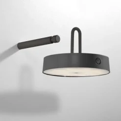 LED Akku Wandleuchte schwarz dimmbar per Touch IP44 Memoryfunktion
