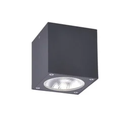 LED-Außenaufbaustrahler, anthrazit, Cube, spritzwassergeschützt,
