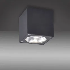 LED-Außenaufbaustrahler, anthrazit, Cube, spritzwassergeschützt,