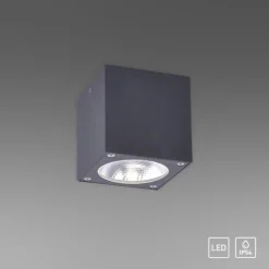 LED-Außenaufbaustrahler, anthrazit, Cube, spritzwassergeschützt,