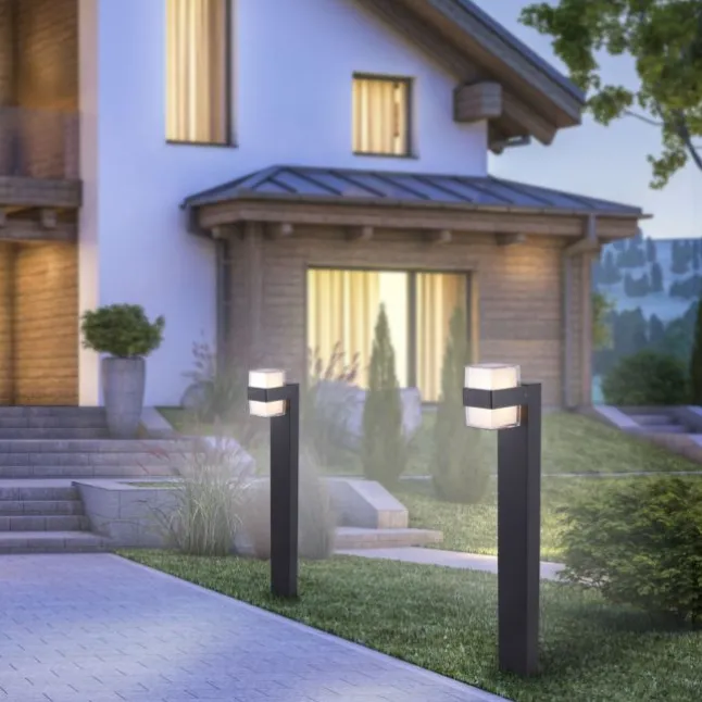 LED-Außenleuchte, Wegleuchte, anthrazit, IP44, Warmweiß