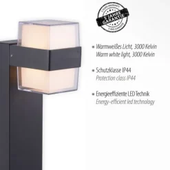 LED-Außenleuchte, Wegleuchte, anthrazit, IP44, Warmweiß