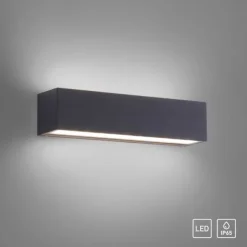 LED Außenwandleuchte, anthrazitfarben, spritzwassergeschützt, warmweiß