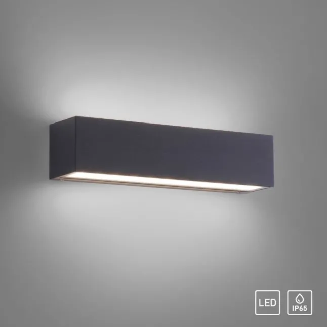 LED Außenwandleuchte, anthrazitfarben, spritzwassergeschützt, warmweiß