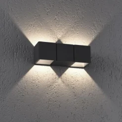LED-Außenwandleuchte, anthrazit, warmweiß, spritzwassergeschützt, modern