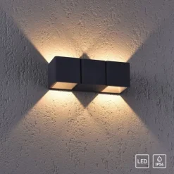 LED-Außenwandleuchte, anthrazit, warmweiß, spritzwassergeschützt, modern