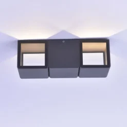 LED-Außenwandleuchte, anthrazit, warmweiß, spritzwassergeschützt, modern